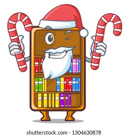 Santa with candy vcartoon bookcase in the study room