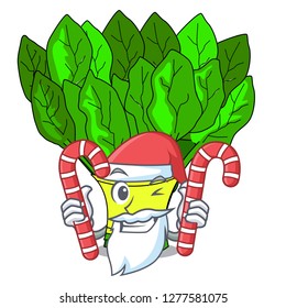 Santa with candy vegetables spinach isolated on the mascot