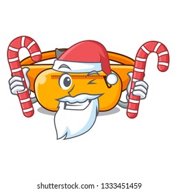 Santa with candy waist bag isolated in the cartoon