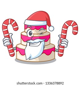 Santa with candy wedding cake isolated with the mascot