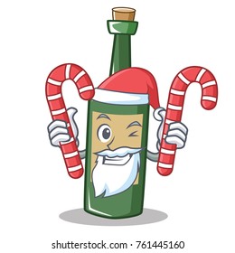 Santa with candy wine bottle character cartoon