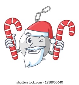 Santa with candy wrecking ball attached character on hitting
