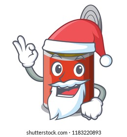 Santa canned food on the tablecloth cartoon