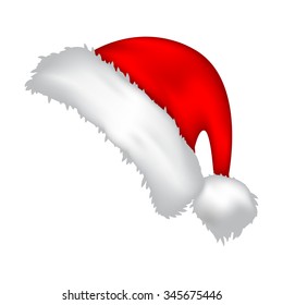 Santa Cap, Christmas Hat Icon, Symbol, Design. Winter Vector Illustration Isolated On White Background.