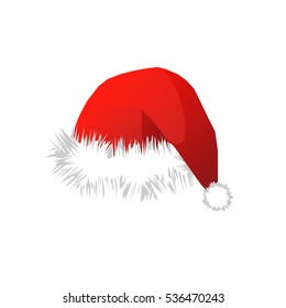 Santa cap, Christmas hat icon. Vector illustration, isolated from the background.