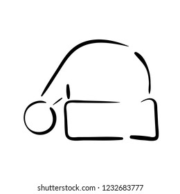 Santa cap icon doodle in linear sketch for christmas
