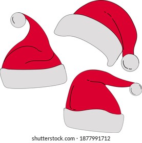 Weihnachtsmütze, Illustration, Vektorgrafik auf weißem Hintergrund