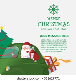 Santa Car Merry Christmas and Happy New Year