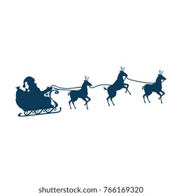 santa carriage with reindeer flying