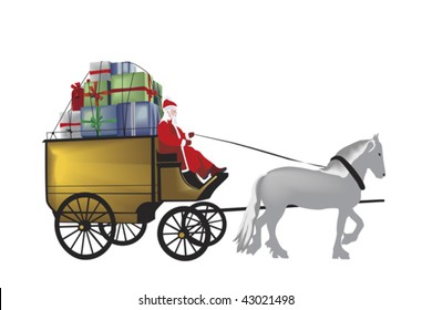 santa carrying splendid gifts,color version