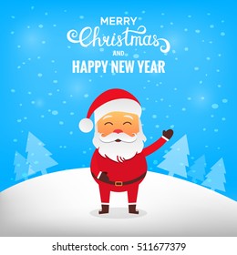 Santa cartoon character. Santa Claus in winter snow scene