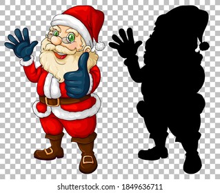 Santa cartoon charcter and its silhouette illustration