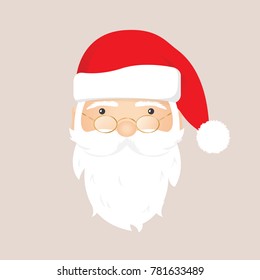 Santa Cartoon, Santa Claus Drawing, Christmas Graphic, Isolated Santa Claus Face, Santa Hat, Greeting Card Printable Vector Illustration Background