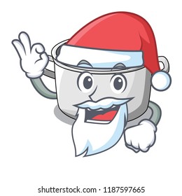 Santa cartoon homemade stew soup in the pot