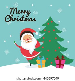 Santa cartoon icon. Merry Christmas. Vector graphic