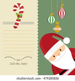 Santa cartoon and message space icon. Merry Christmas decoration and season theme. Colorful design. Vector illustration