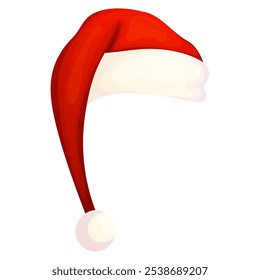 Santa cartoon red hat isolated on white. Cute xmas cap.