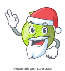 Santa cartoon ripe melon fruit in the kitchen