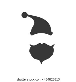 Santa Cartoon Silhouette Hat Mustache Merry Christmas Celebration Icon. Isolated And Flat Illustration. Vector Graphic