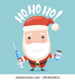 Santa cartoon with virus vaccine.To see the other vector Santa illustrations , please check Christmas collection.