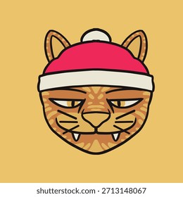 design fresco e arrojado do santa cat para adesivo ou design de impressão
