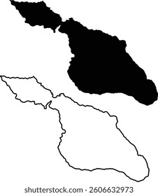 Santa Catalina Island Map Silhouette Flat and Outline Design