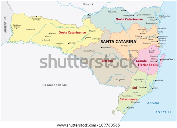 Santa Catarina Administrative Map Stock Vector (Royalty Free) 189763565