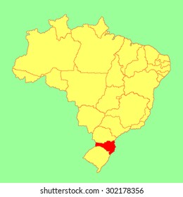Santa Catarina, Brazil, vector map isolated on Brazil map. Editable vector map of Brazil. 