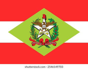 Santa Catarina, bandeira do Brasil: representando uma rica história, patrimônio cultural e paisagens costeiras deslumbrantes. Ideal para projetos que celebram a identidade única de Santa Catarina