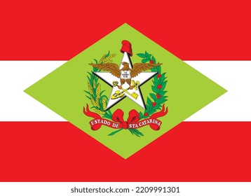 Santa Catarina Flag, state of Brazil. Vector Illustration.