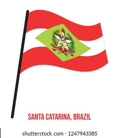 Santa Catarina Flag Waving Vector Illustration on White Background. States Flag of Brazil.