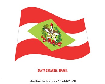 Santa Catarina Flag Waving Vector Illustration on White Background. States Flag of Brazil.