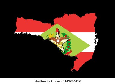 Santa Catarina map flag vector silhouette illustration isolated on black background. Brazil state  Santa Catarina map symbol. South America territory.
