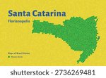Santa Catarina Map in Mosaic Pattern with Capital Florianópolis