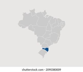 Santa Catarina Region Highlighted on Brazil Map Eps 10