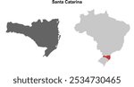 Santa Catarina state blank outline map set