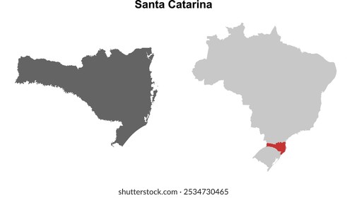 Conjunto de mapa de esquema en blanco del estado de Santa Catarina