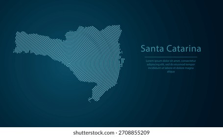 Santa Catarina, state of Brazil. Map filled with concentric circles on dark gradient background