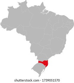 Santa Catarina state highlighted on Brazil map. Business concepts and backgrounds.
