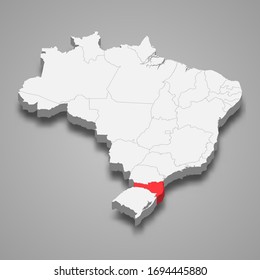 Santa Catarina state location within Brazil 3d map