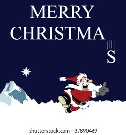 Santa catching letter falling from Christmas greeting