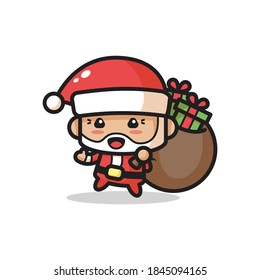 Santa celebrate Christmas and give lots of gift to everyone