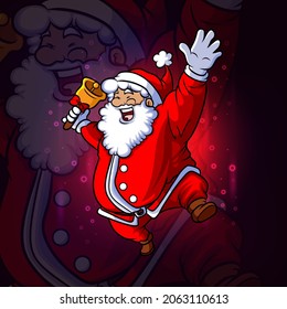 The santa is celebrating the christmas day esport mascot design of illustration