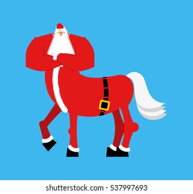 Santa centaur. Claus monster. Half man and horse. Christmas illustration
