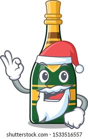 Santa champagne bottle in the cartoon shape