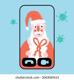 Santa character calling by the video call 