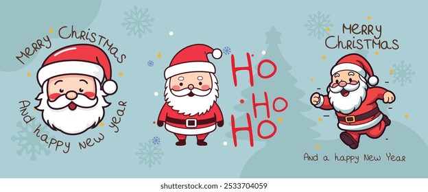 Personajes y Elementos de Santa Vector aislado - Navidades Santa Claus Character Vector Set Design
