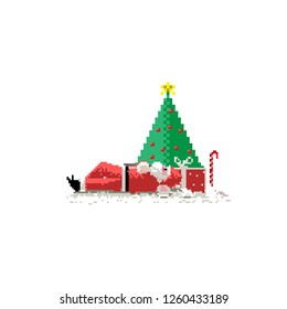 Santa characters Pixel art style. isolated vector illustration. 