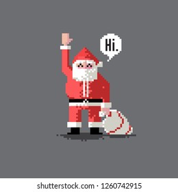 Santa characters Pixel art style. isolated vector illustration. 