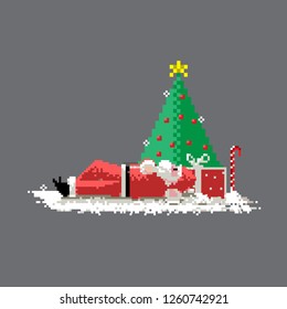 Santa characters Pixel art style. isolated vector illustration. 